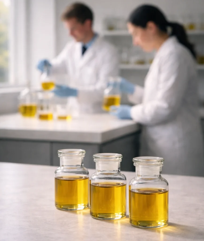 Elementra Laboratory scene with glass containers.